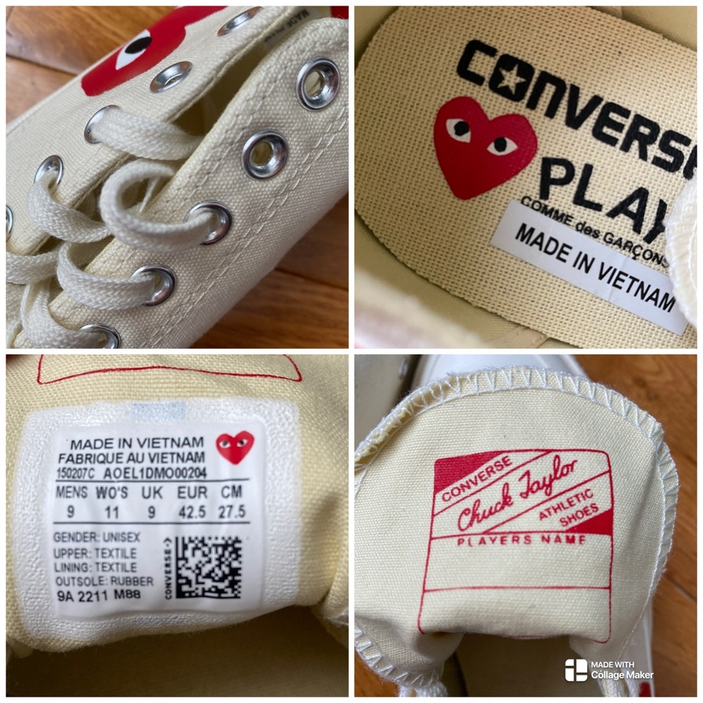 Comme des Garçons Off-White Converse Low Top Sneakers Men Size 9 (oversized) - Picture 8 of 15